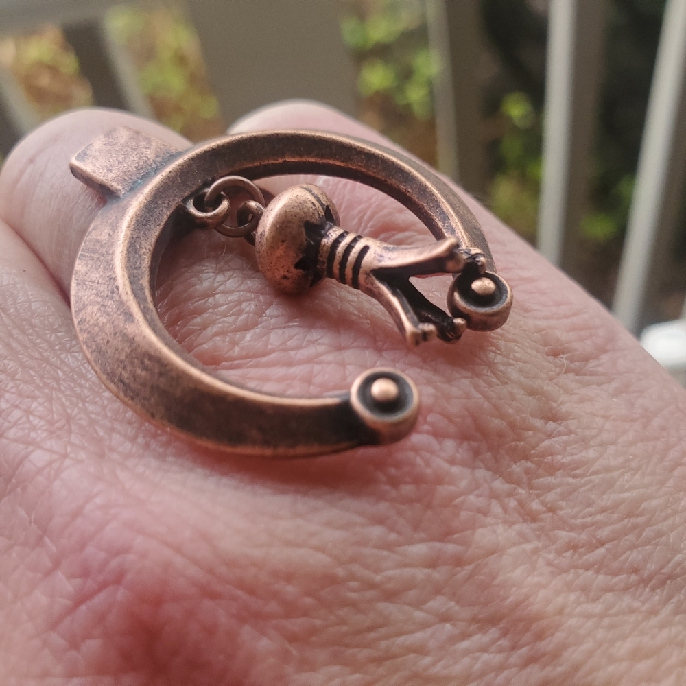 Boho Hippie Naja Squash Blossom charm native vtg inspired ring - Picture 4 of 8